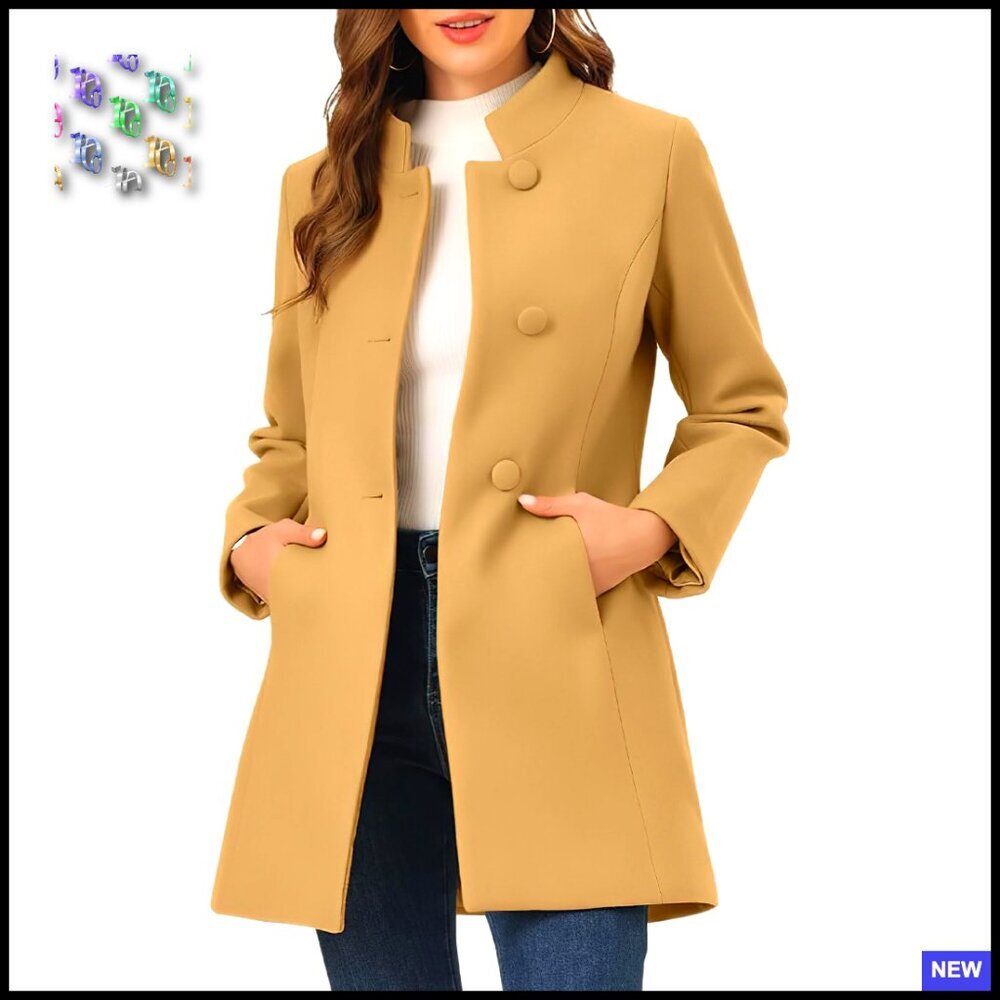 Wool Pea Coat Blazer Slim Fit Classic Minimalist Chic Business Casual